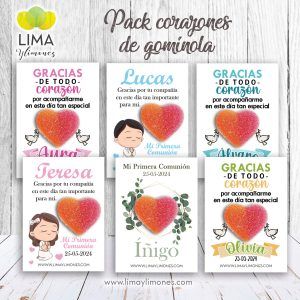 pack 50 corazones con mensaje personalizado
