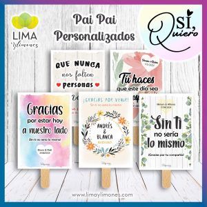 Pack 70 Pai pai personalizados para boda