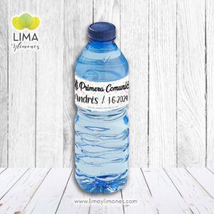 Pack 50 etiquetas personalizadas para botellín de agua mi primera comunión