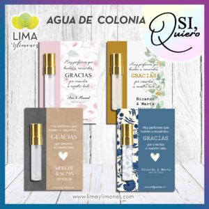 Pack 50 agua de colonia con tarjeta de agradecimiento