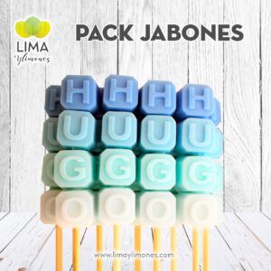 pack de 30 brochetas de jabón con nombre personalizado