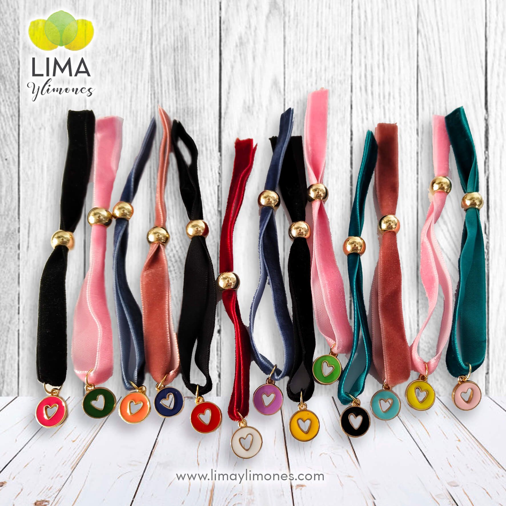 pack 30 pulseras corazón de colores