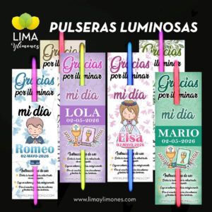 Pack 50 Pulseras luminosas con tarjeta de agradecimiento