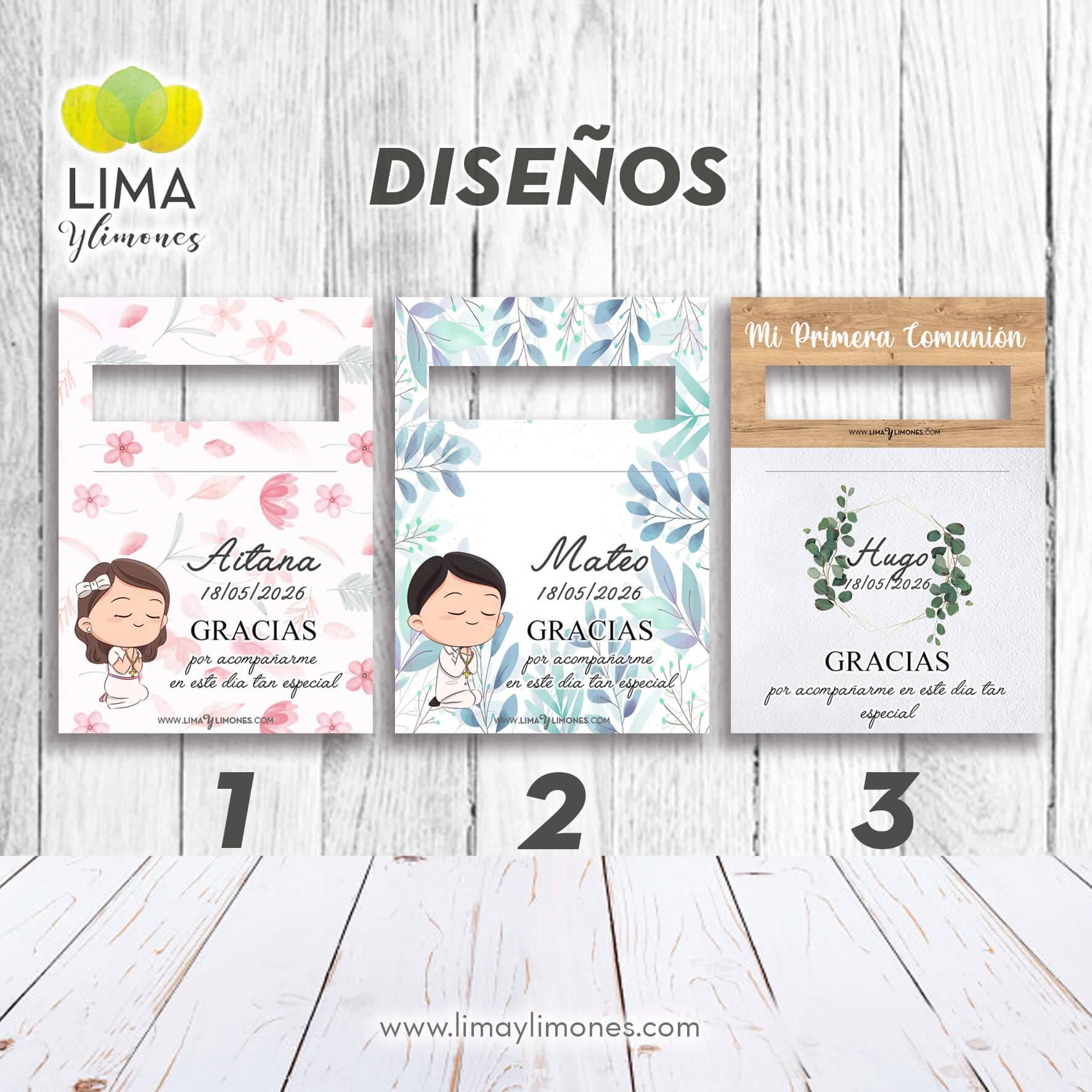 Pack 20 Pinzas para el pelo con tarjeta de agradecimiento - Imagen 2